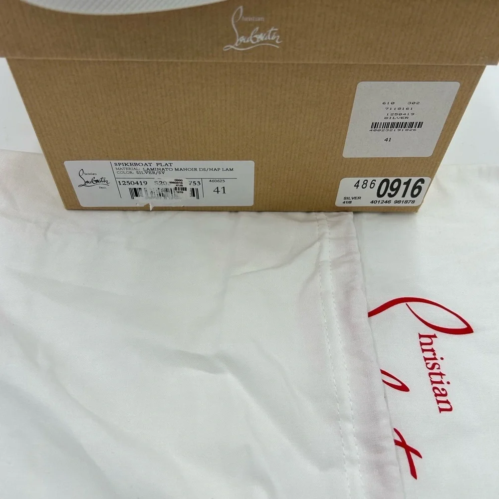 Men's Christian Louboutin spike boat, leather sneakers size 41 made in Italy